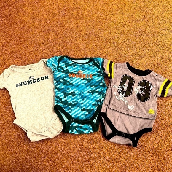 RBX Boys 3-6 Month Bundle of Short Sleeve Athletic Onesies - Picture 1 of 5
